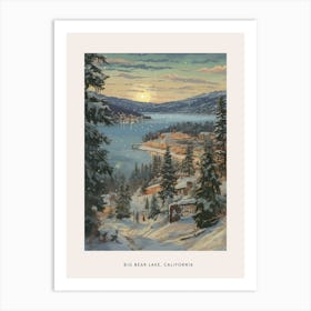 Vintage Winter Poster Big Bear Lake California 1 Art Print