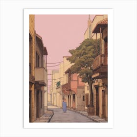 Nicosia Cyprus 3 Vintage Pink Travel Illustration Art Print