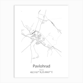 Pavlohrad,Ukraine Minimalist Map Art Print