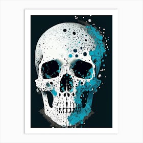 Skull With Splatter Effects 2 Line Drawing Art Print