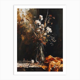 Baroque Floral Still Life Flax Flowers 2 Art Print