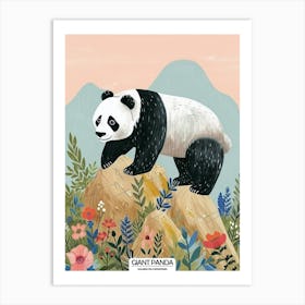 Giant Panda Walking On A Mountain Poster 1 Art Print