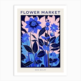 Blue Flower Market Poster Bee Balm 3 Art Print