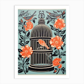 Floral Bird Cage  Art Print