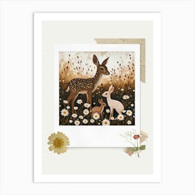 Scrapbook Deer And Rabbits Fairycore Painting 2 Art Print