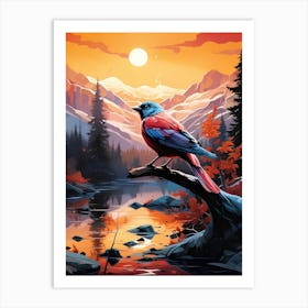 Bird Perched On A Branch Art Print