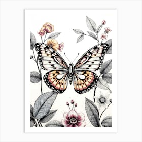 Butterfly On A Flower 1 Art Print