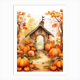 Cute Autumn Fall Scene 6 Art Print