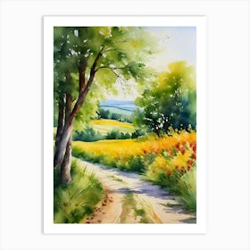 Watercolor Of A Road Art Print