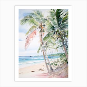 Watercolor Painting Of Flamenco Beach, Culebra Puerto Rico 3 Art Print