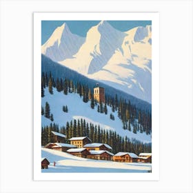 Selva Val Gardena, Italy Ski Resort Vintage Landscape 1 Skiing Poster Art Print