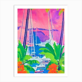 Port Of Kingstown Saint Vincent And The Grenadines Retro Risograph Print 1 harbour Art Print