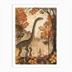 Dinosaur In An Autumnal Forest 4 Art Print