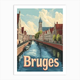 Aihrgdesign A Classic 1960s Travel Poster For Bruges 2 Art Print