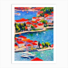 Port Of Kotor Montenegro Brushwork Painting harbour Art Print