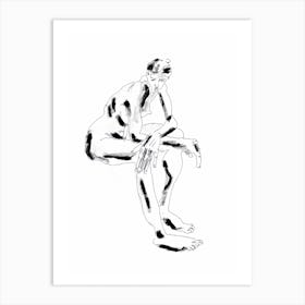 Seated Nude With Crossed Arms White Art Print