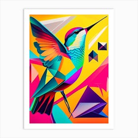 Hummingbird And Geometric Shapes Andy Warhol Inspired Art Print