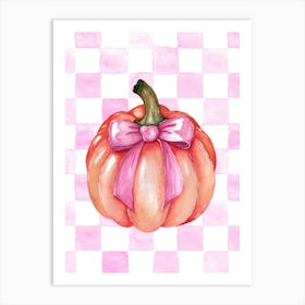 Pumpkin With Pink Bow Art Print