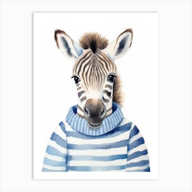 Baby Animal Watercolour Zebra 1 Art Print