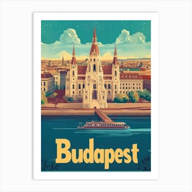 Aihrgdesign A Retro Travel Poster For Budapest Featuring The 6 Art Print