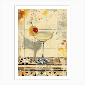 Cocktail On Mosaic Background Art Print