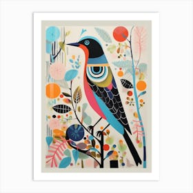 Colourful Scandi Bird Robin 4 Art Print