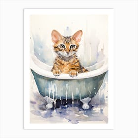 Begal Cat In Bathtub Bathroom 3 Art Print
