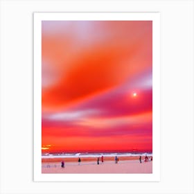 Haeundae Beach, Busan, South Korea Pink Beach Art Print