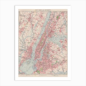 Map Of New York City — retro map, vintage map print Art Print