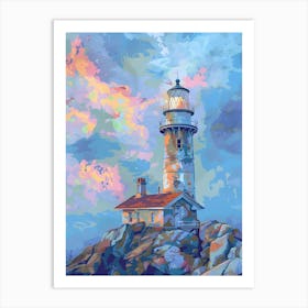 Lighthouse At Sunset Art Print