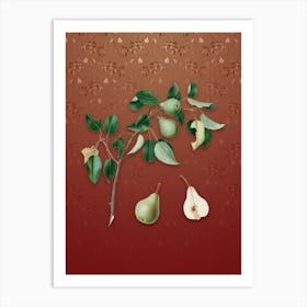 Vintage Pear Botanical on Falu Red Pattern n.1053 Art Print