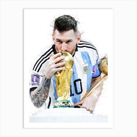 Lionel Messi World Cup Watercolor Art Print