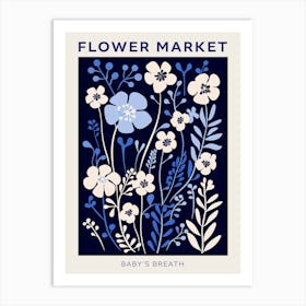 Blue Flower Market Poster Babys Breath 2 Art Print