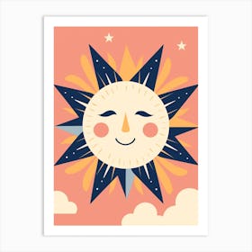 Cute Pastel Sun Digital Illustration   3 Art Print
