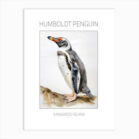 Humboldt Penguin Kangaroo Island Penneshaw Watercolour Painting 3 Poster Art Print