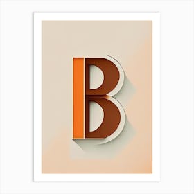 B, Letter, Alphabet Retro Minimal 9 Art Print