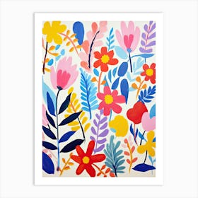 Floral Reverie; Matisse Style Whimsical Palette Art Print