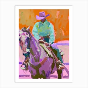Pink And Orange Cowboy 1 Art Print