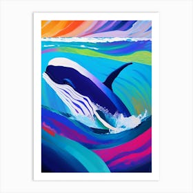 Whale In Ocean Brushstroke Painting  Art Print