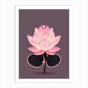 A Pink Lotus In Minimalist Style Vertical Composition 60 Art Print