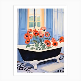 A Bathtube Full Of Poppy In A Bathroom 1 Art Print