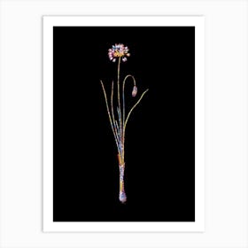 Stained Glass Autumn Onion Mosaic Botanical Illustration on Black Art Print