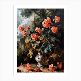 Baroque Floral Still Life Geranium 1 Art Print