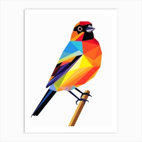 Colourful Geometric Bird Cowbird 4 Art Print