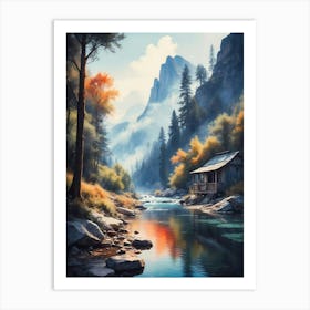 Cabin In The Mountains 2 Art Print