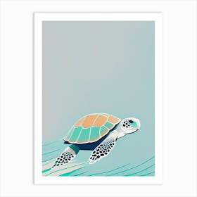 Sea Turtle In Motion, Sea Turtle Simplicty 1 Art Print