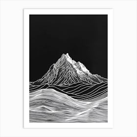 Goat Fell Mountain Line Drawing 4 Art Print