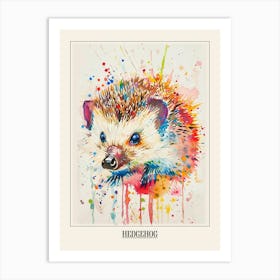 Hedgehog Colourful Watercolour 2 Poster Art Print