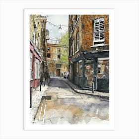 Greenwich London Borough   Street Watercolour 2 Art Print
