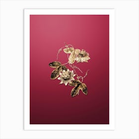 Gold Botanical Sullivan's Passion Flower on Viva Magenta n.0908 Art Print